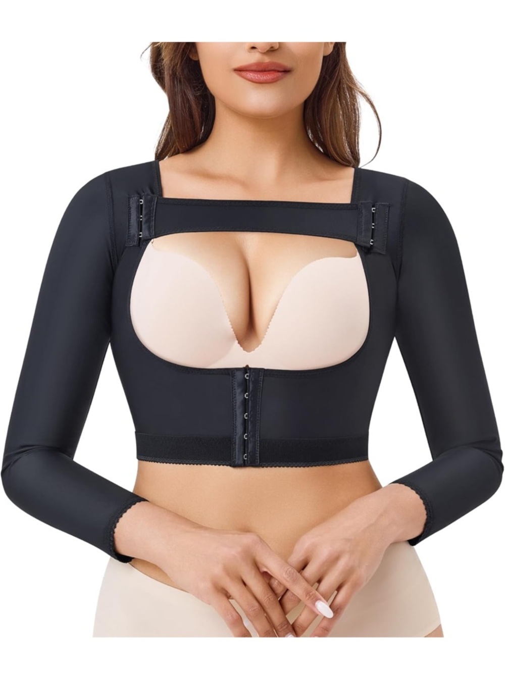 Black Long Sleeve Post-Op Compression Top